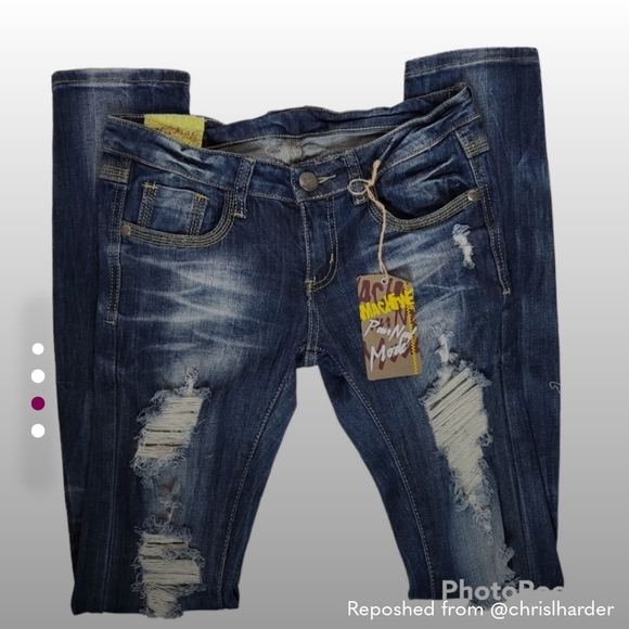 Machine Blue Jeans Distressed - Picture 3 of 4